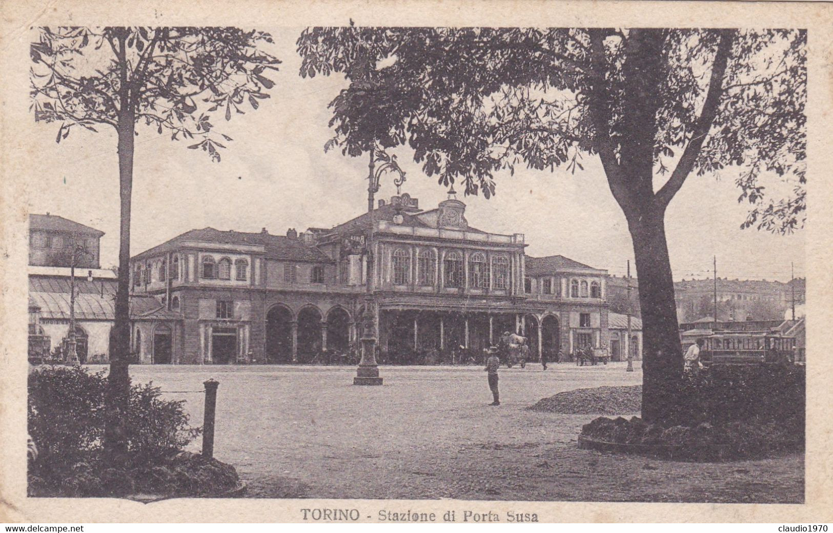 TORINO - CARTOLINA - STAZIONE DI PORTA SUSA - VG. PER AMPEZZO ( UDINE) - Stazione Porta Nuova