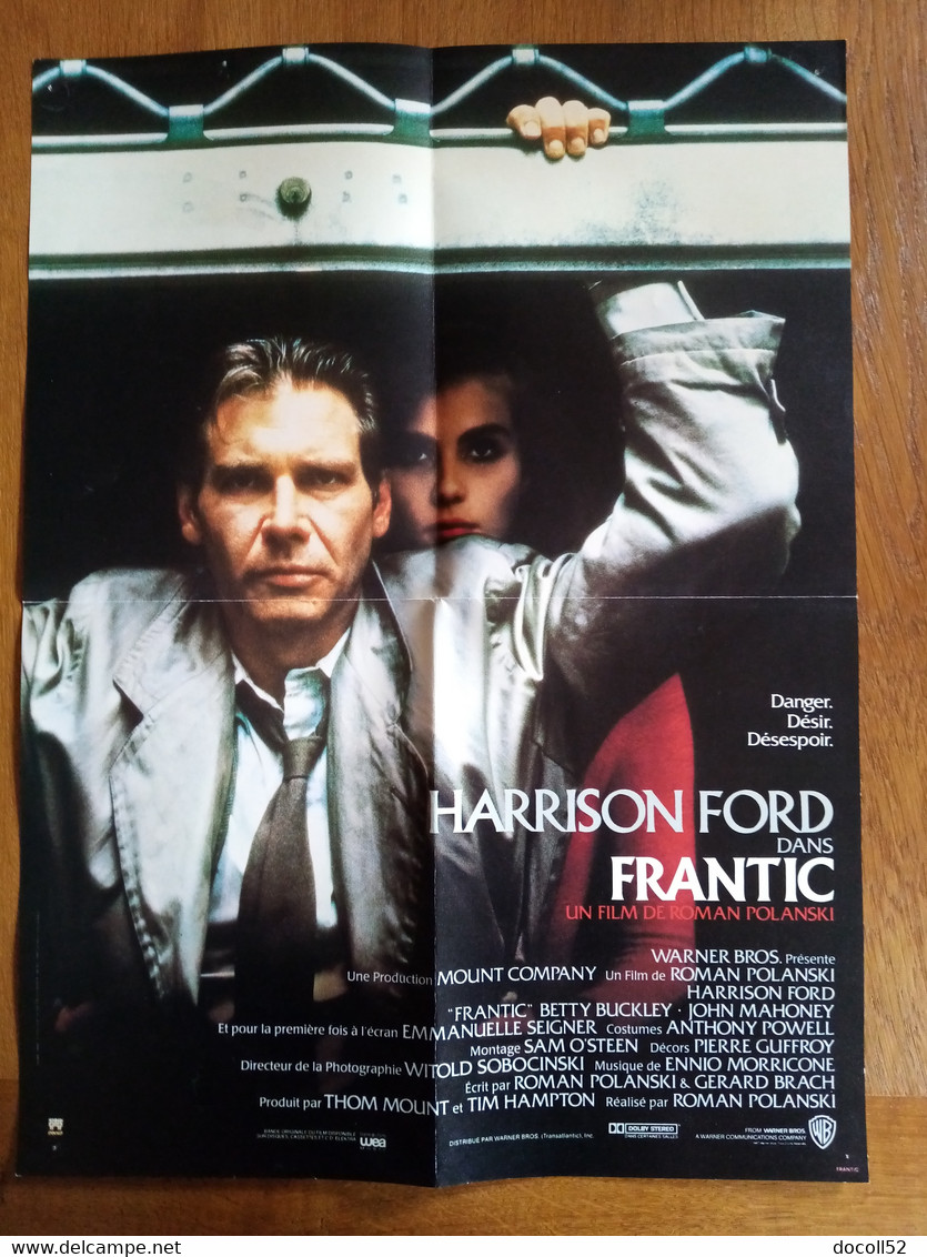 AFFICHE CINEMA ORIGINALE FILM FRANTIC 1988 HARRISON FORD EMMANUELLE SEIGNER 52.1CMX38.5CM DE ROMAN POLANSKI - Affiches & Posters