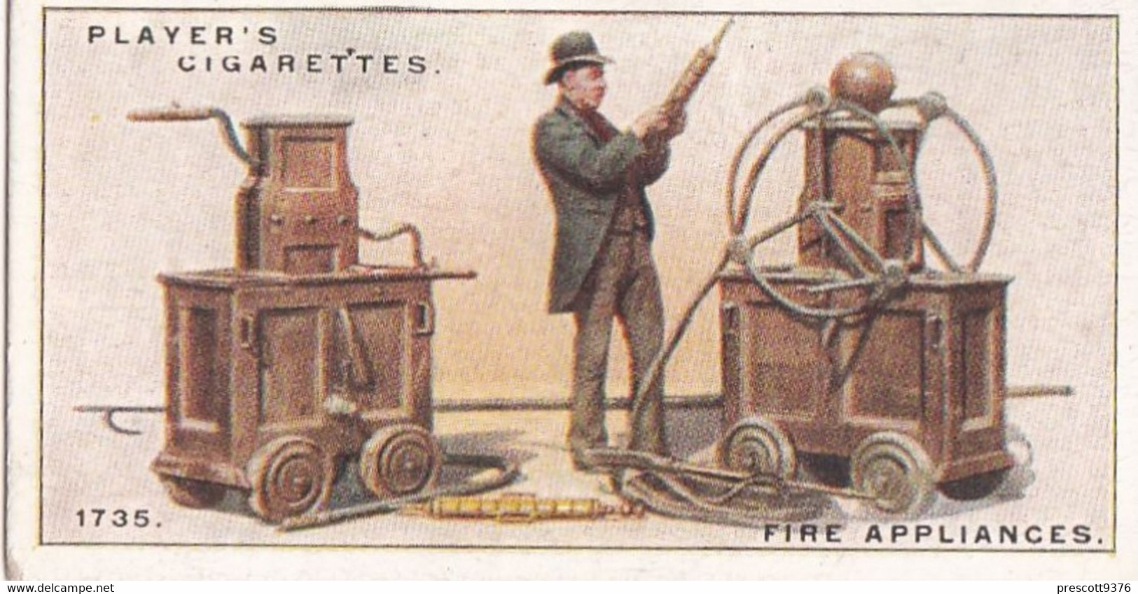 Fire Fighting Appliances 1930  - Players Cigarette Card - 3 Fire Appliance 1735 - Ogden's