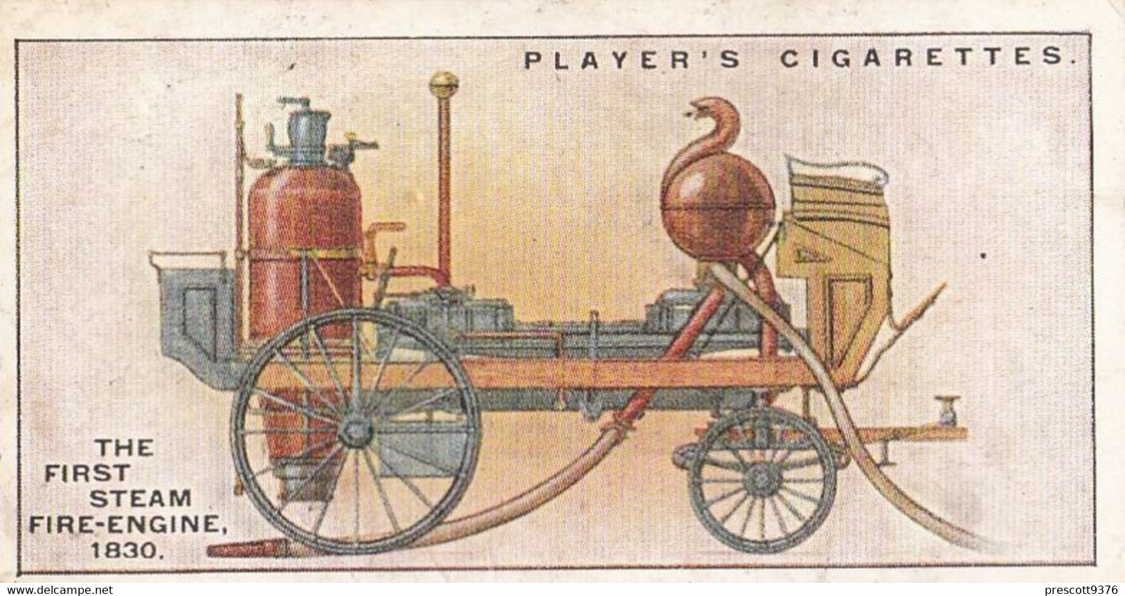 Fire Fighting Appliances 1930  - Players Cigarette Card - 6 First Steam Fire Engine 1830 - Ogden's