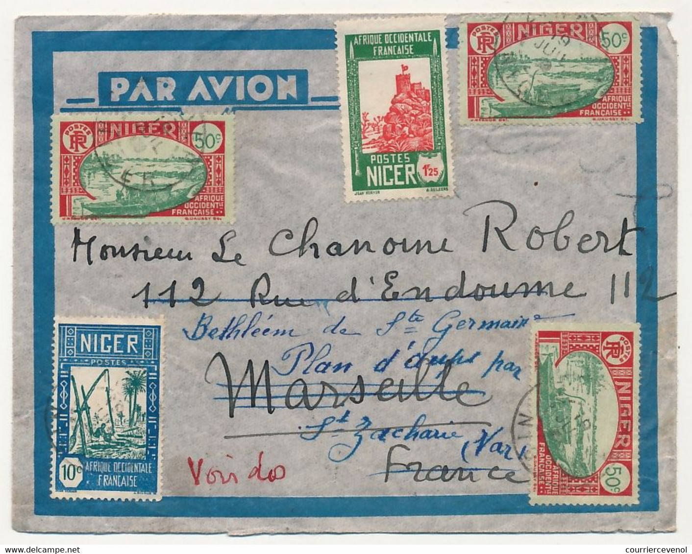 NIGER - Enveloppe Affranchissement Composé Recto Et Verso - Divers TP - 1939 - Storia Postale