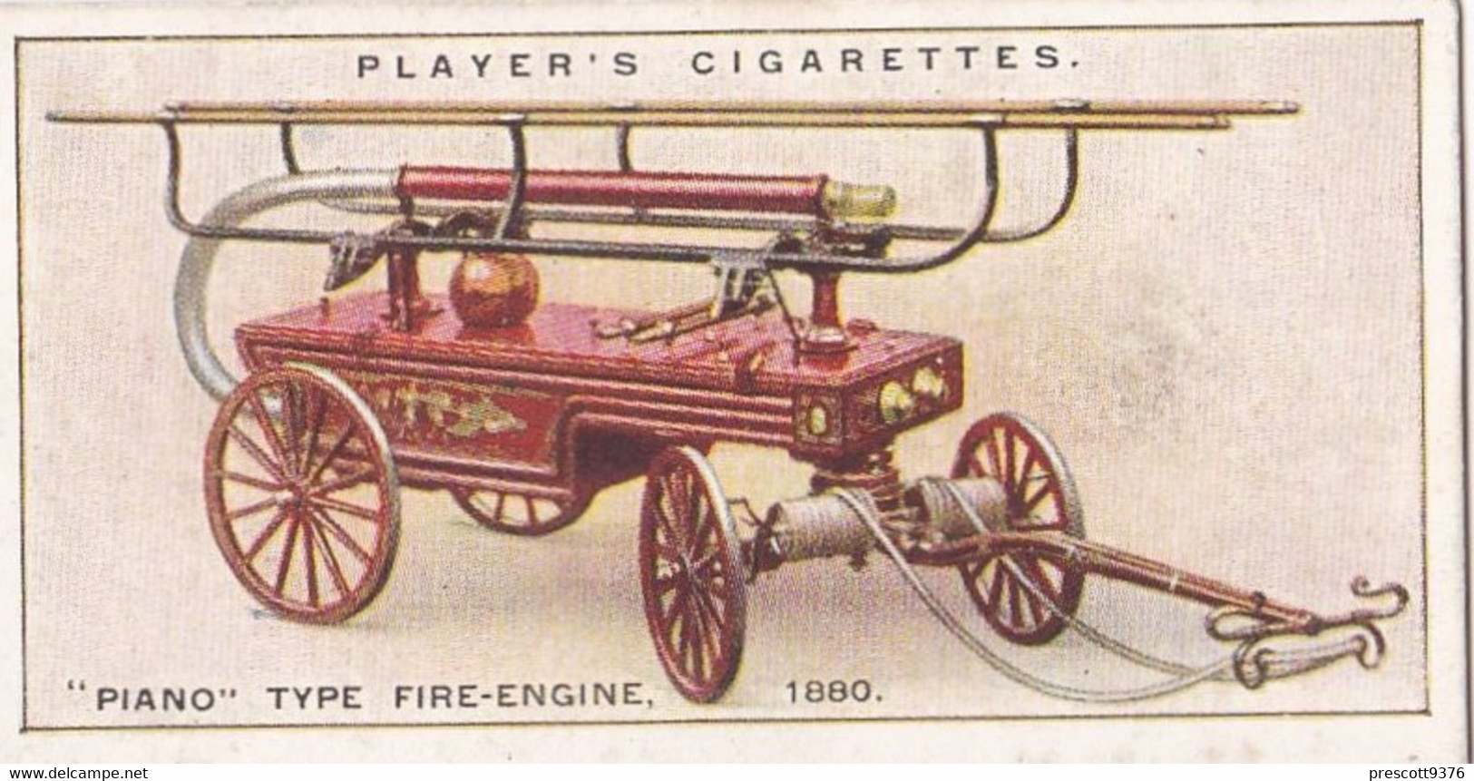 Fire Fighting Appliances 1930  - Players Cigarette Card - 18 Piano Type Engine 1880 - Ogden's