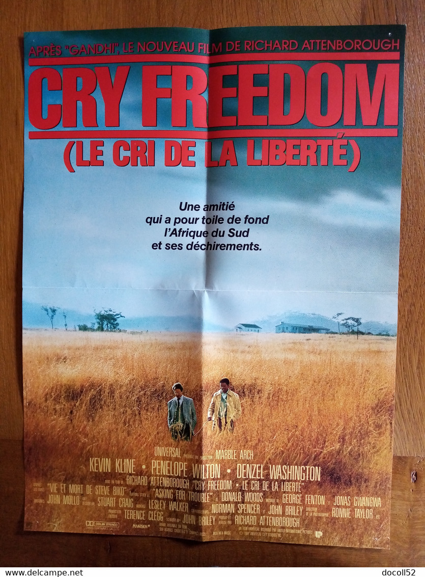 AFFICHE CINEMA ORIGINALE FILM CRY FREEDOM 1987 DENZEL WASHINGTON KEVIN KLINE 52.1CMX38.4CM DE RICHARD ATTENBOROUGH - Affiches & Posters