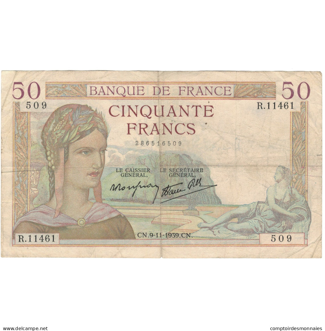 France, 50 Francs, Cérès, 1933, R.11461, TB+, Fayette:18.34, KM:85b - 50 F 1934-1940 ''Cérès''