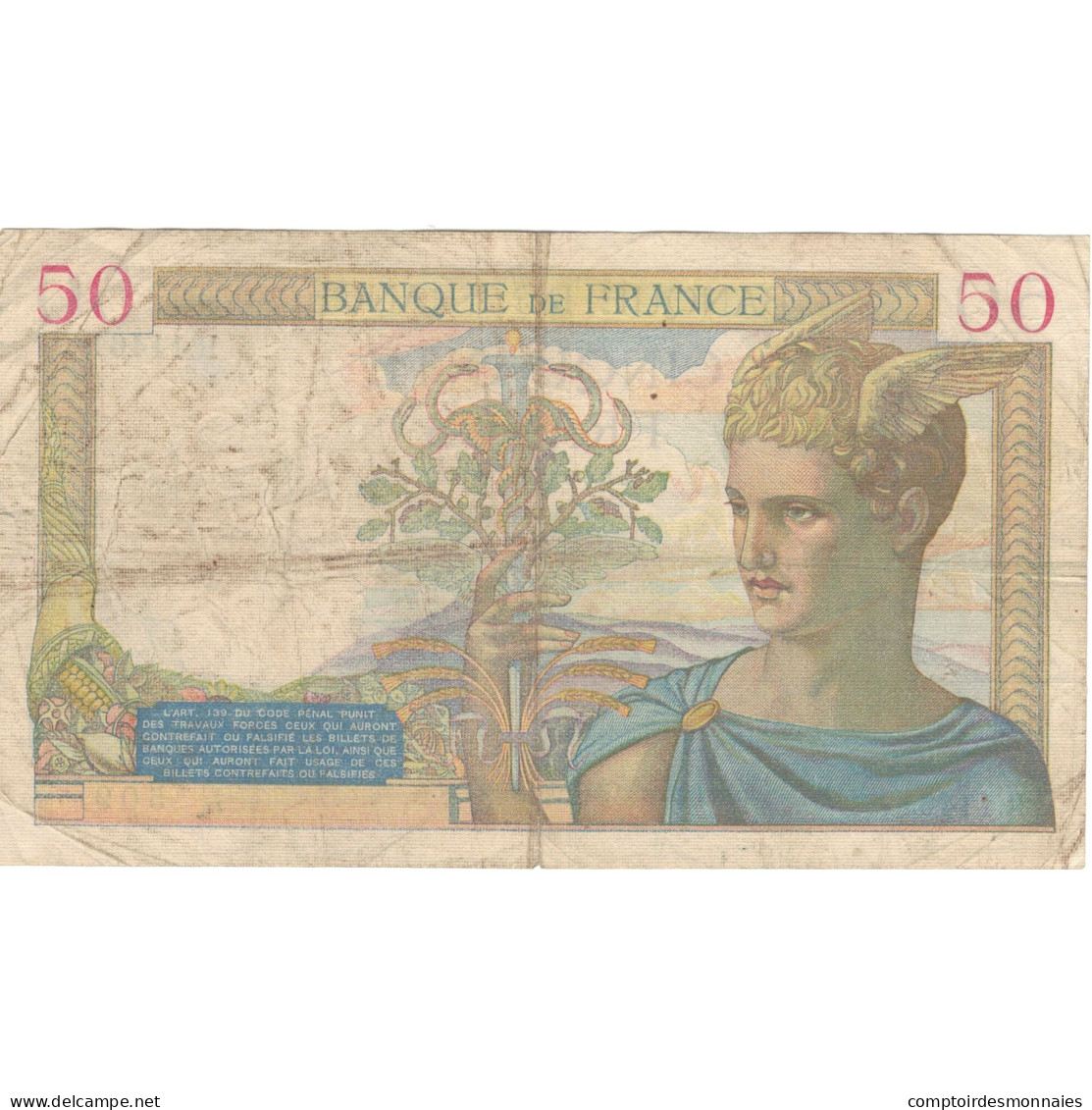 France, 50 Francs, Cérès, 1933, R.11461, TB+, Fayette:18.34, KM:85b - 50 F 1934-1940 ''Cérès''