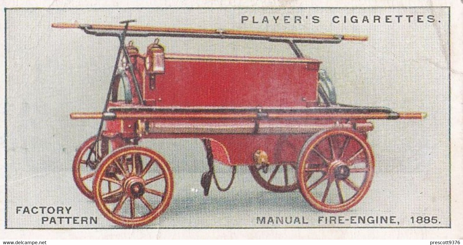 Fire Fighting Appliances 1930  - Players Cigarette Card - 27 Factory Pattern Manual Engine 1885 - Ogden's