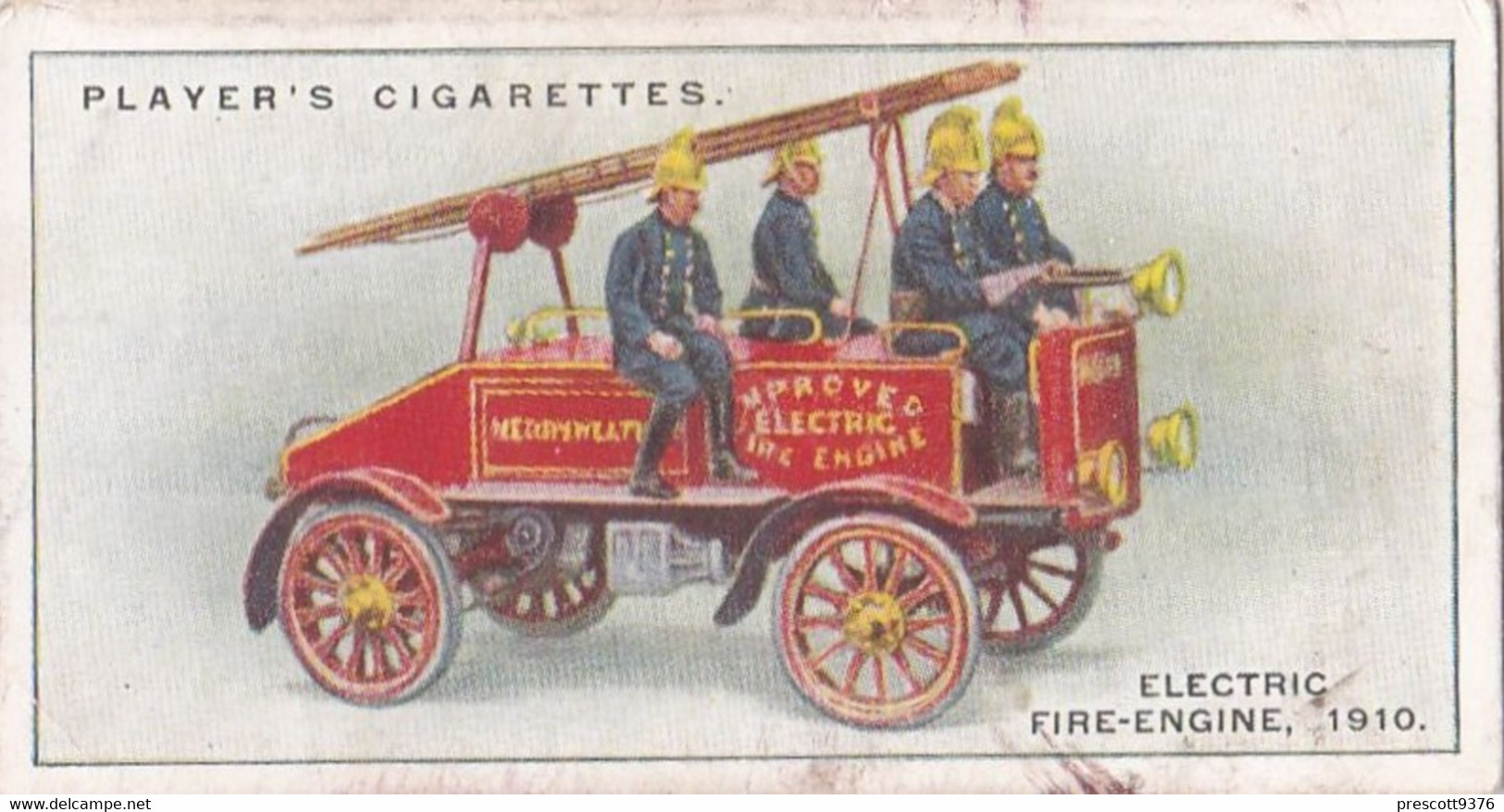 Fire Fighting Appliances 1930  - Players Cigarette Card - 34 Electric Fire Engine 1910 - Ogden's