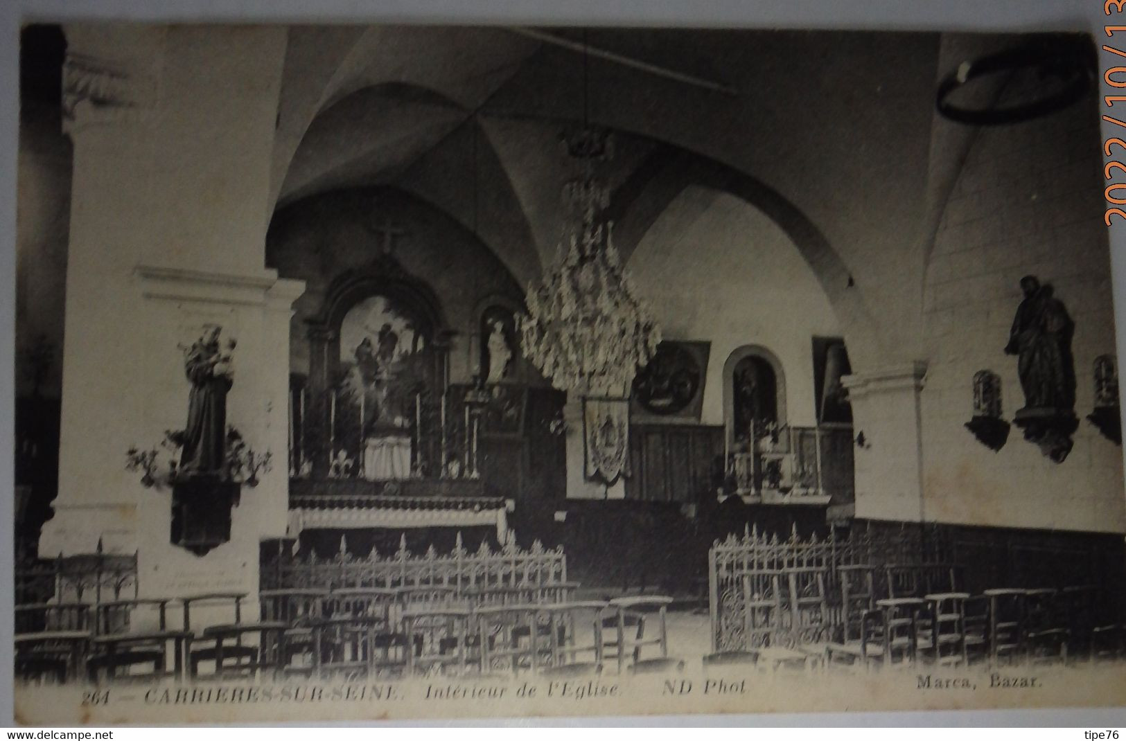 78 Yvelines CPA Carrières Sur Seine Intérieur De L'église  1918 - Carrières-sur-Seine