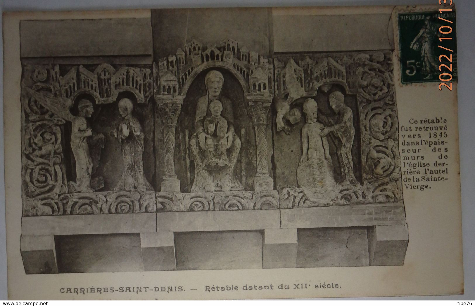 78 Yvelines CPA Carrières Saint Denis Rétable Datant Du XII ème Siècle   1912 - Carrières-sur-Seine