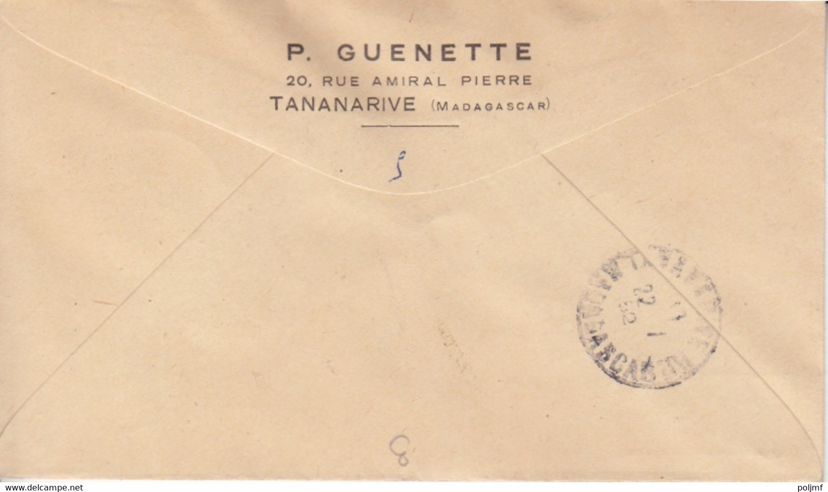 N° 302 (Madagascar) + CG PA 1 Obl. St Paul Et Amsterdam 31 DEC 51, Courrier Du Vercors (Tananarive Le 22/1/52) - ...-1955 Préphilatélie