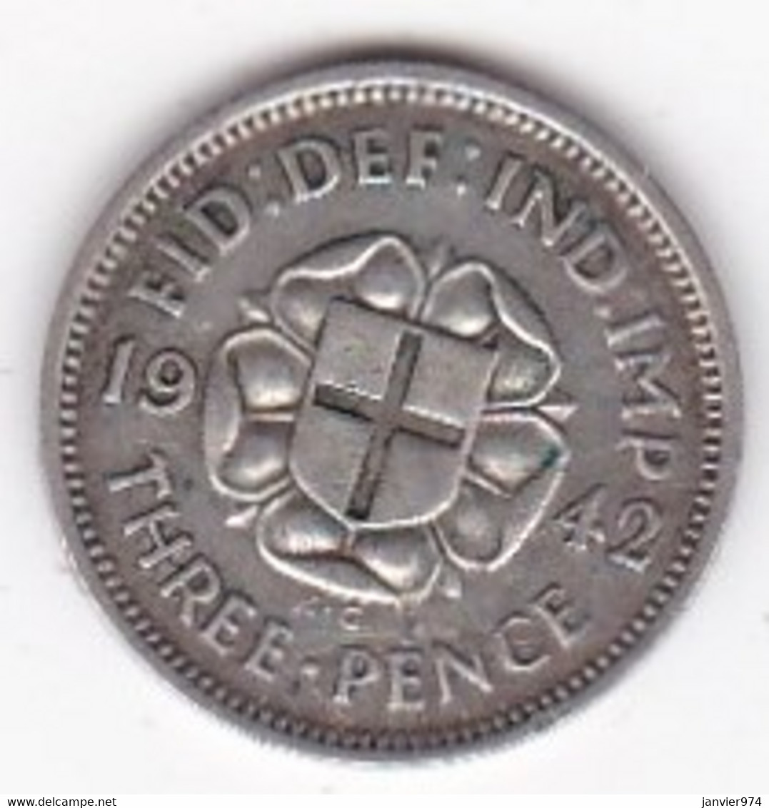 Grande Bretagne. 3 Pence 1942. George VI ,en Argent, KM# 848 - F. 3 Pence