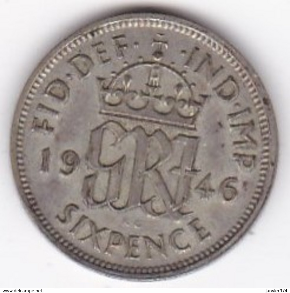 Grande Bretagne. 6 Pence 1946. George VI ,en Argent, KM# 852 - H. 6 Pence