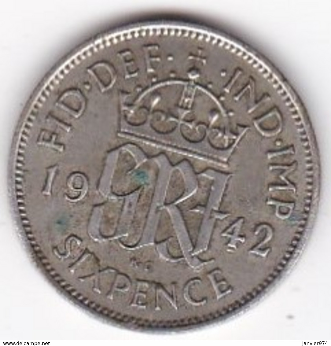 Grande Bretagne. 6 Pence 1942. George VI ,en Argent, KM# 852 - H. 6 Pence