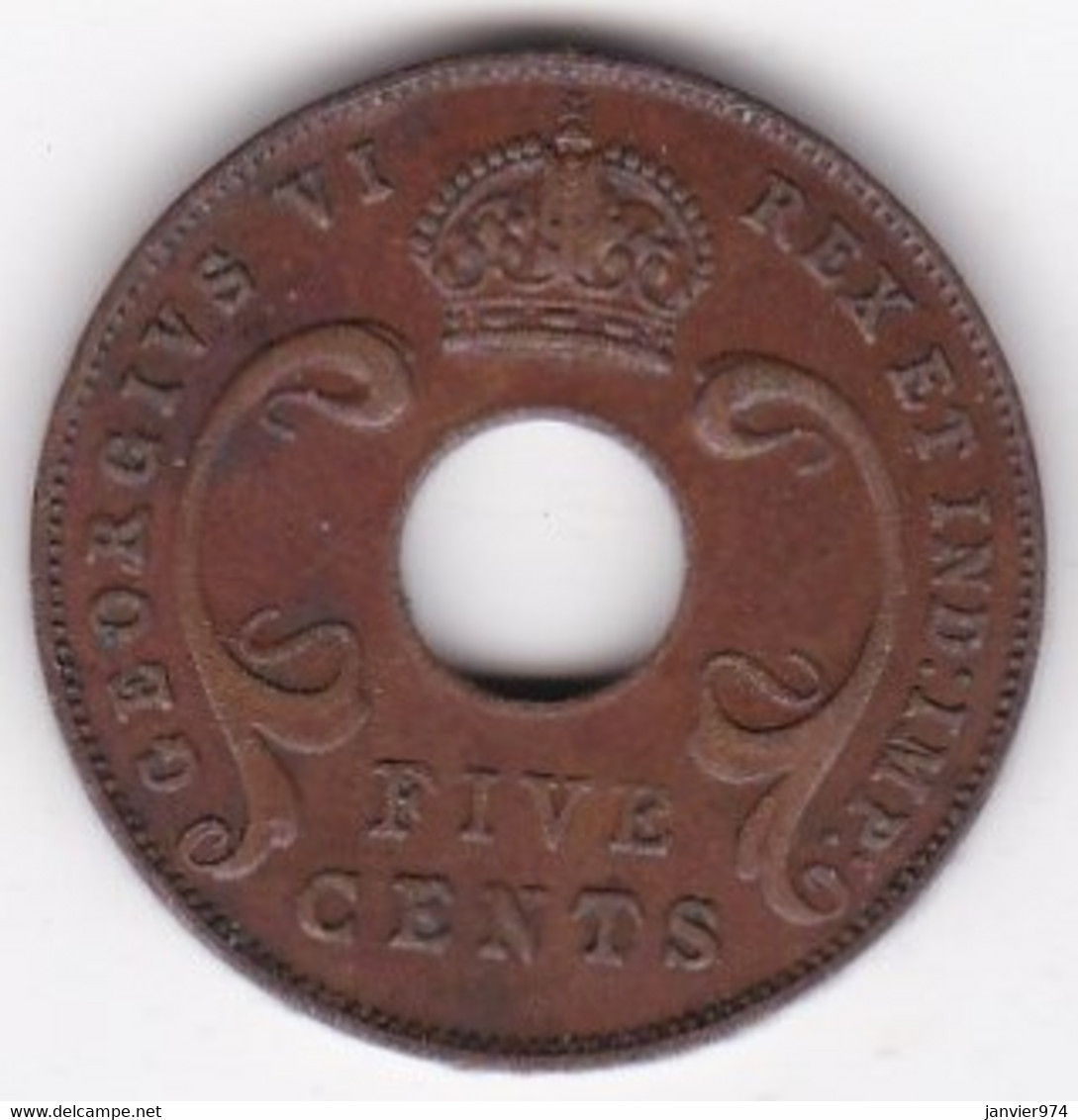 East Africa 5 Cents 1941 Londres , George VI, En Bronze , KM# 25 - Colonia Britannica