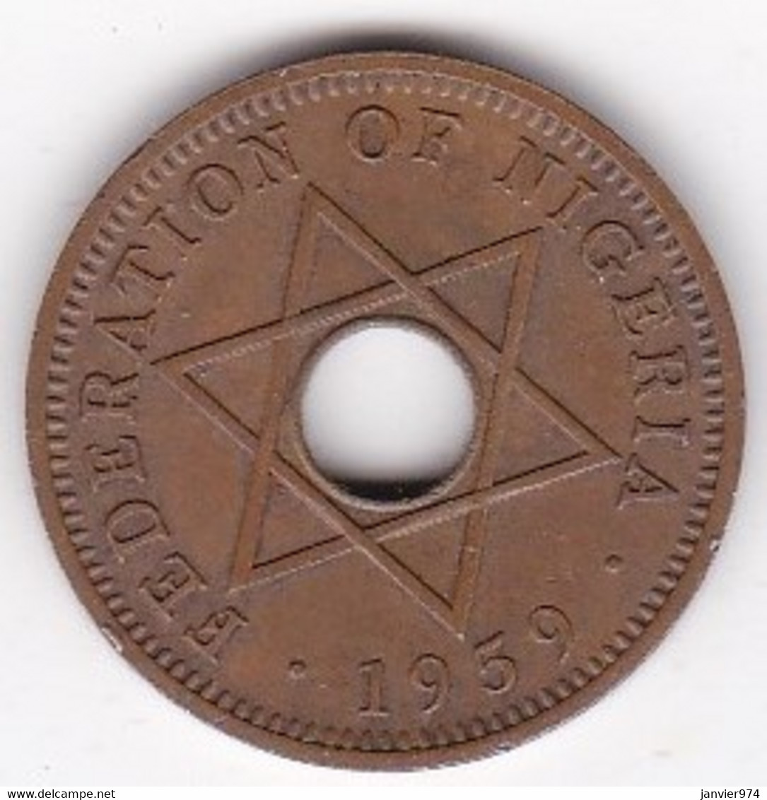 Nigeria . 1/2 Penny 1959 , Elisabeth II , En Bronze , KM# 1 - Nigeria