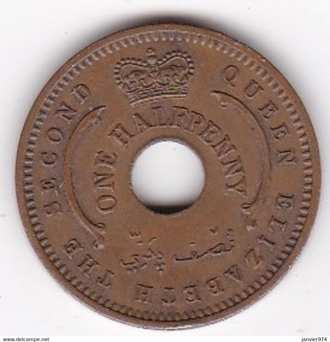 Nigeria . 1/2 Penny 1959 , Elisabeth II , En Bronze , KM# 1 - Nigeria