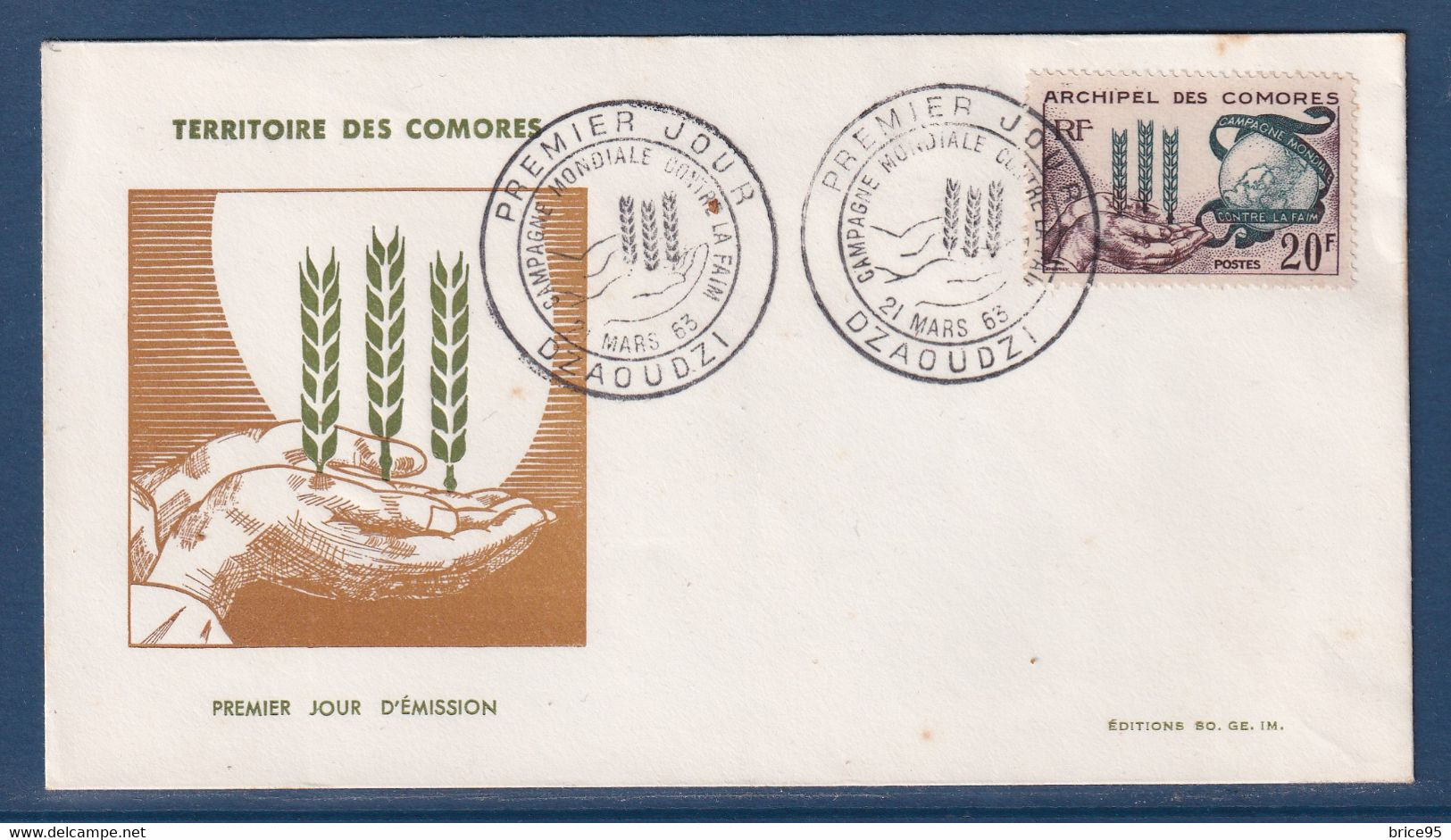 ⭐ Comores - FDC - Premier Jour - Campagne Mondiale Contre La Faim - 1963 ⭐ - Cartas & Documentos