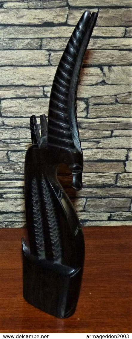 ANCIENNE SCULPTURE EN EBENE DU GABON UNE ANTILOPE GAZELLE 30.5 CM TBE - Wood