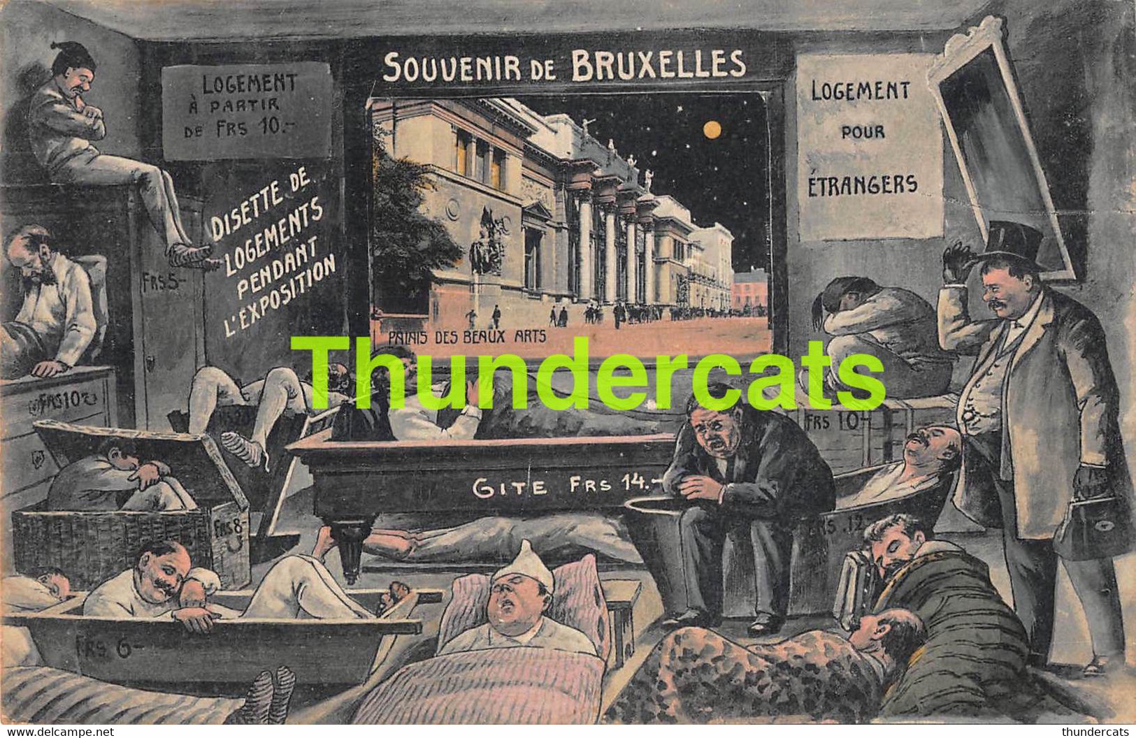 CPA SOUVENIR DE BRUXELLES DISETTE DE LOGEMENTS PENDANT L'EXPOSITION 1910 - Brussels By Night