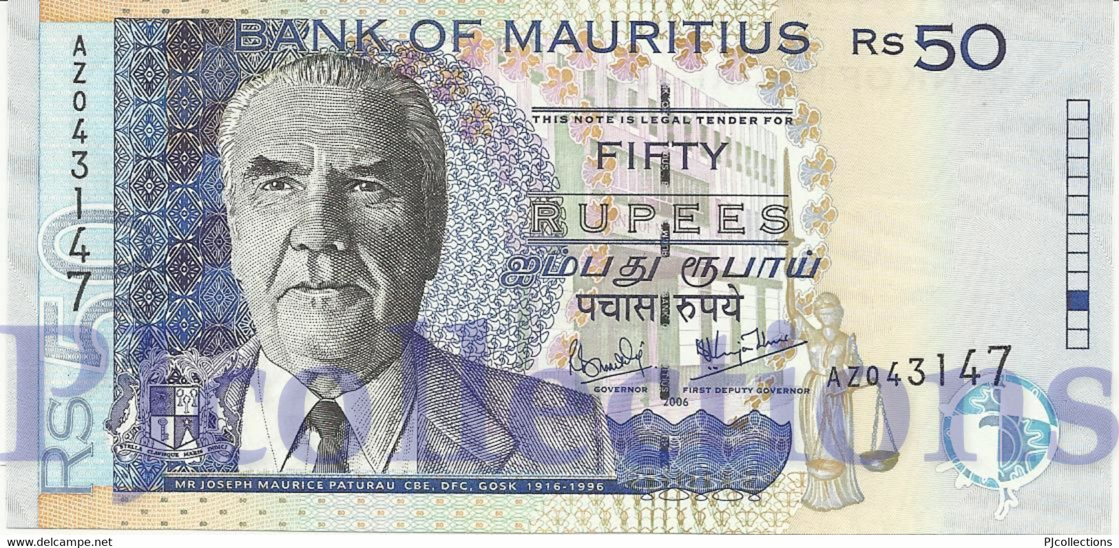 MAURITIUS 50 RUPEES 2006 PICK 50d UNC - Maurice