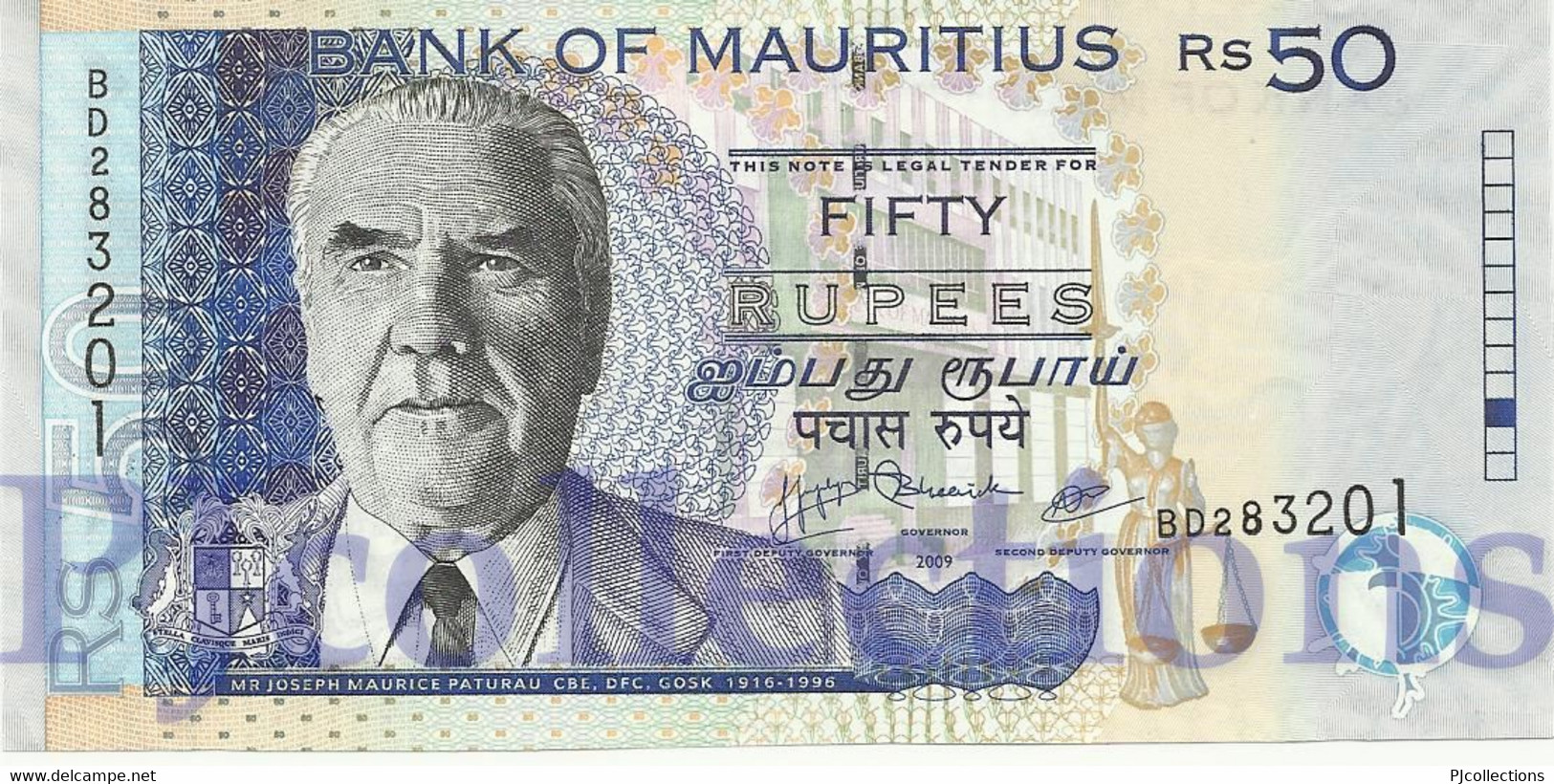 MAURITIUS 50 RUPEES 2009 PICK 50e UNC - Mauritius