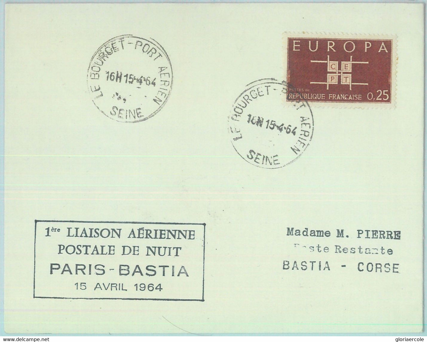 83149 - FRANCE - Postal History - FIRST Night  FLIGHT:   Paris - Bastia 1964 - Sonstige & Ohne Zuordnung