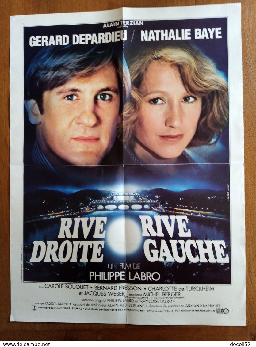 AFFICHE CINEMA ORIGINALE FILM RIVE DROITE RIVE GAUCHE 1984 GERARD DEPARDIEU NATHALIE BAYE 55.1CMX41.2CM PHILIPPE LABRO - Affiches & Posters