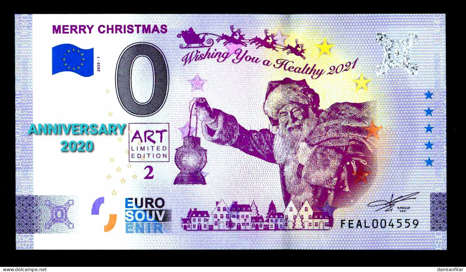 0 Euro Souvenir Merry Christmas Malta Art2 FEAL 2020-1 Anniversary - Malta