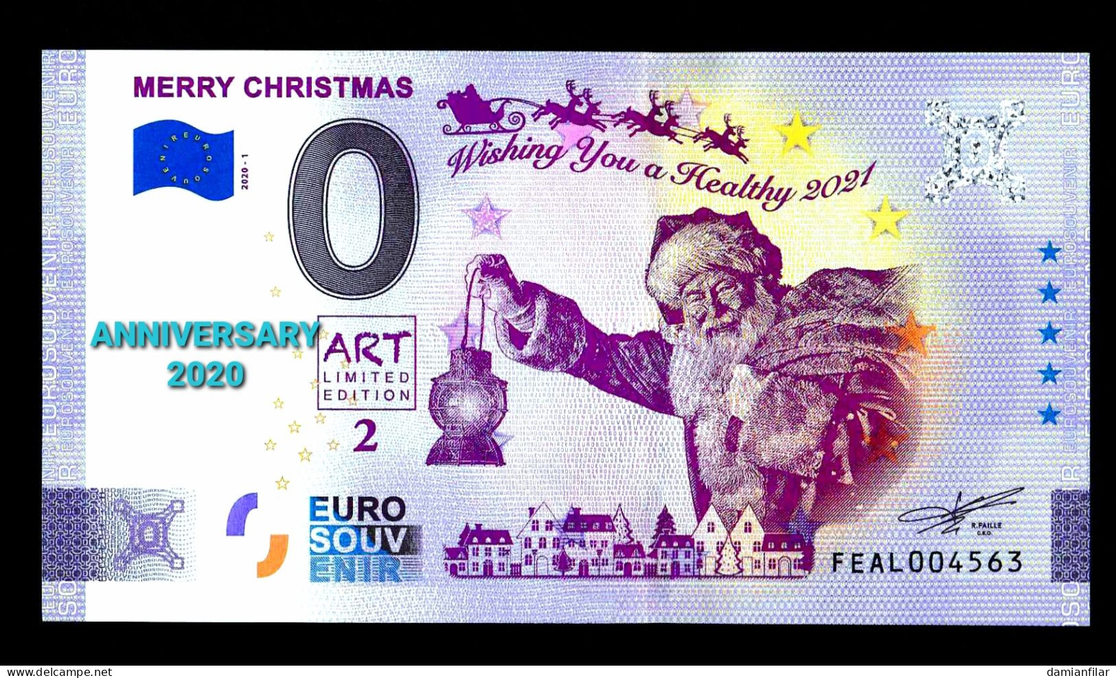 0 Euro Souvenir Merry Christmas Malta Art2 FEAL 2020-1 Anniversary - Malte