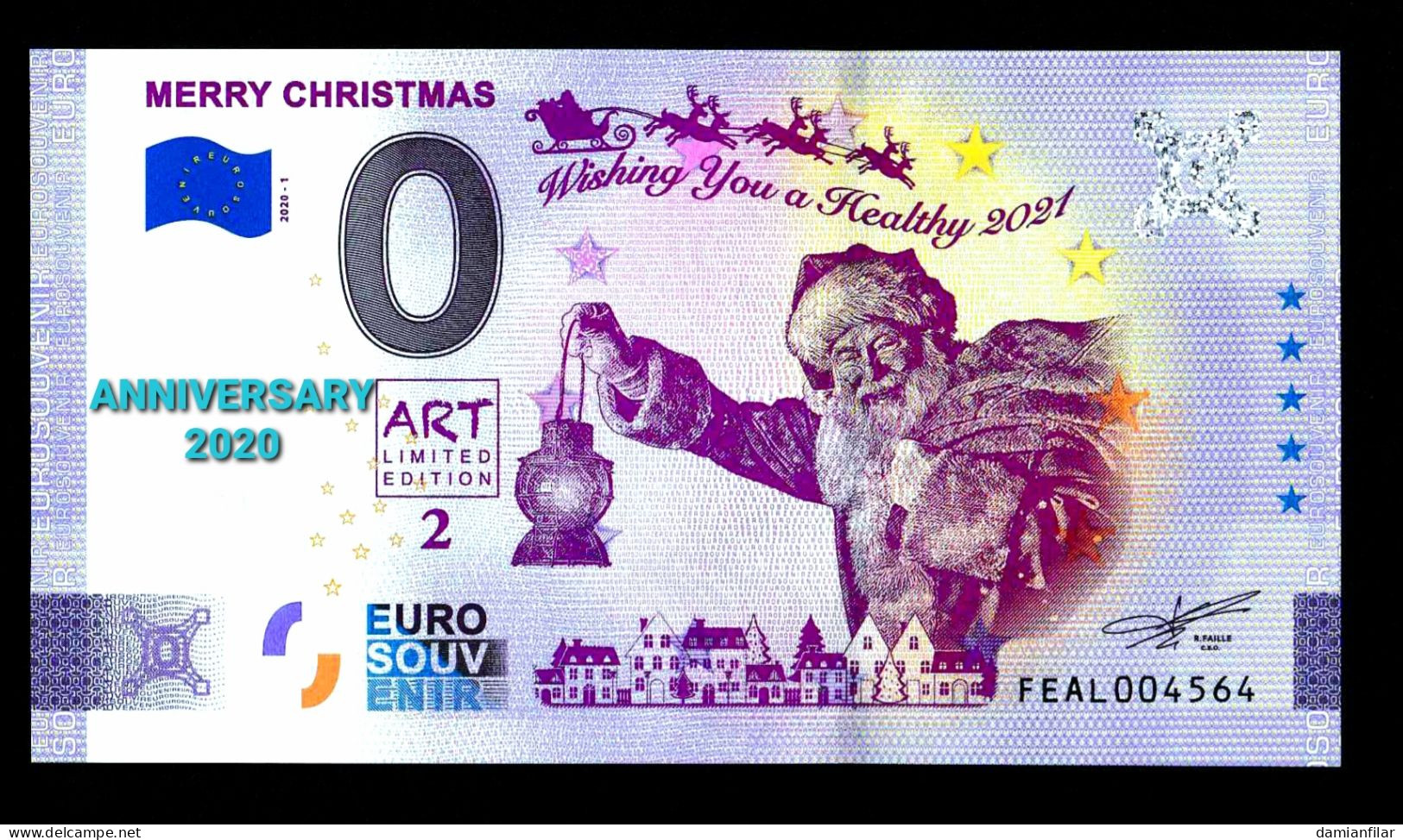 0 Euro Souvenir Merry Christmas Malta Art2 FEAL 2020-1 Anniversary - Malta