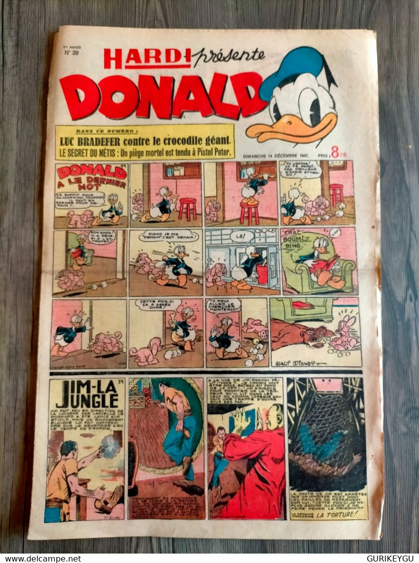 HARDI Présente DONALD N° 39 Jim La Jungle  Pim Pam Poum TARZAN GUY L'éclair MANDRAKE Luc Bradefer  14/12/1947 BE - Pif & Hercule