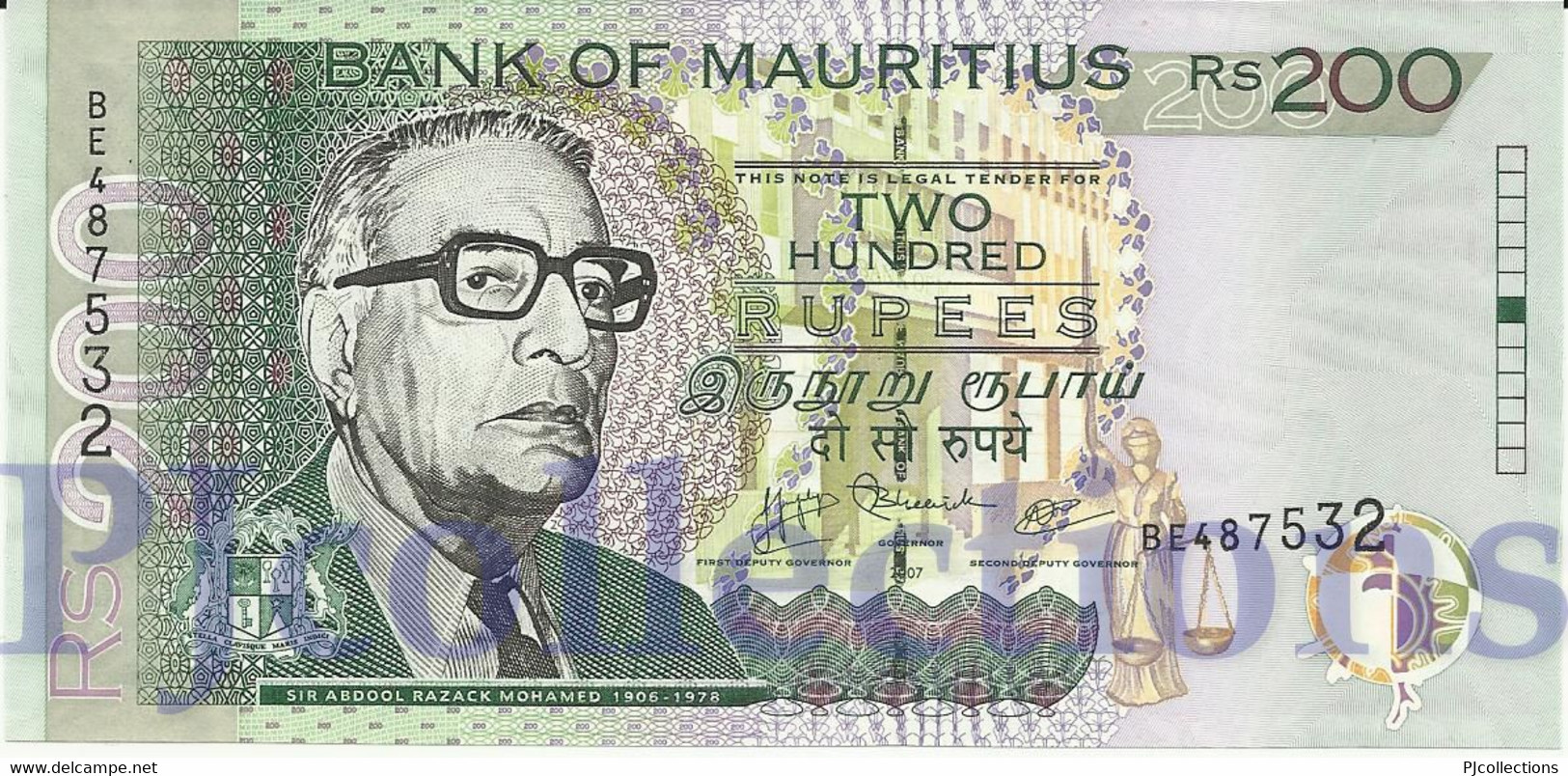 MAURITIUS 200 RUPEES 2007 PICK 57b UNC - Mauricio