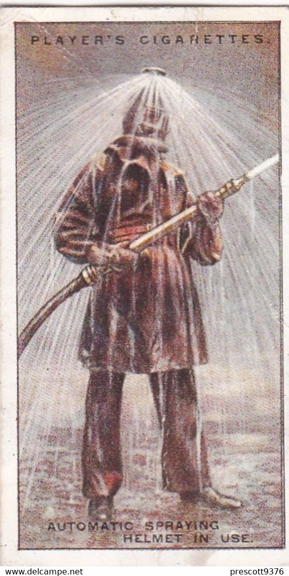 Fire Fighting Appliances 1930  - Players Cigarette Card - 45 Automatic Spraying Helmet - Ogden's