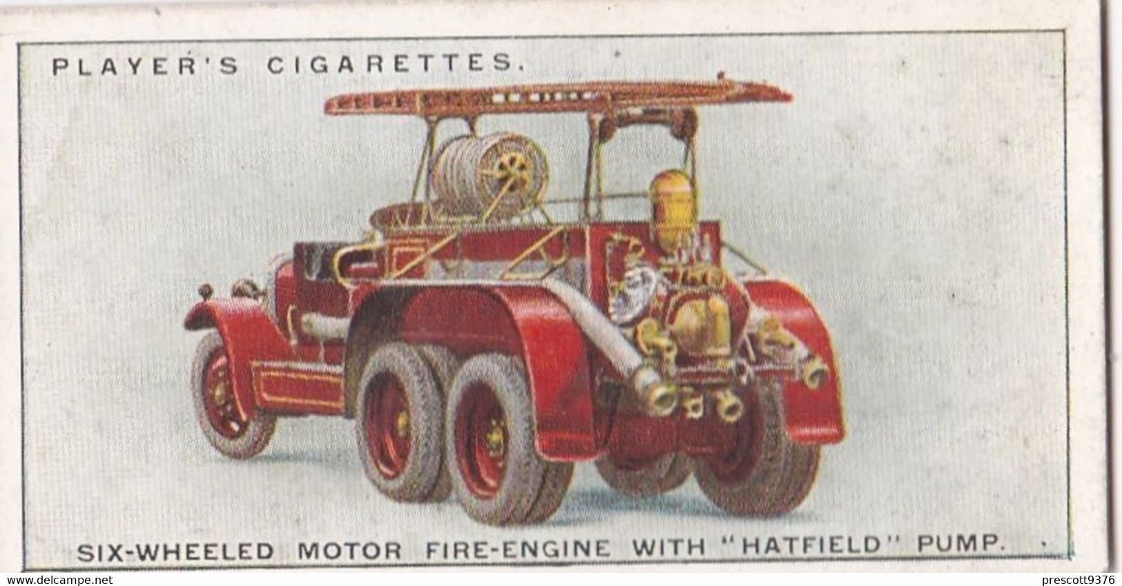 Fire Fighting Appliances 1930  - Players Cigarette Card - 50 6 Wheeler Fire Engine - Ogden's