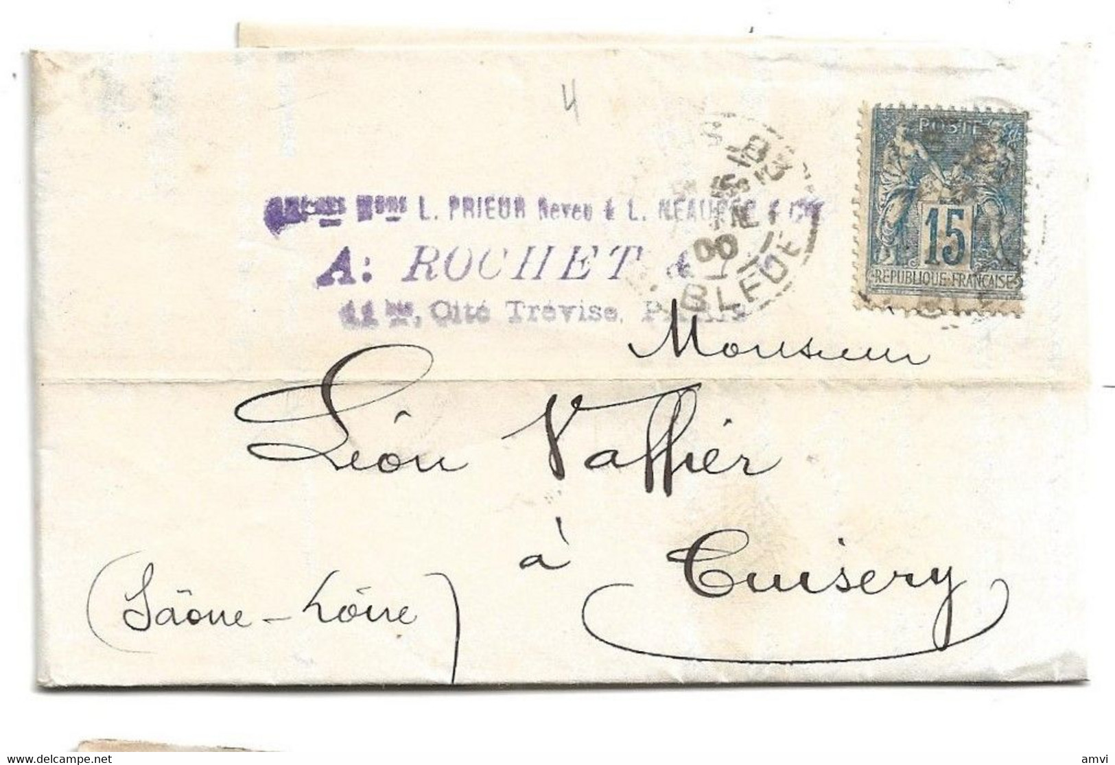 22-10-3101 LAC 1900 Paris Pour Cuisery - 1898-1900 Sage (Type III)