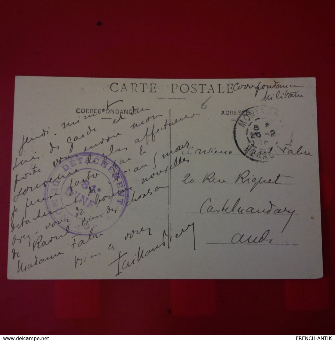 CACHET ETABLISSEMENT CENTRALE DU MATERIEL DE GUERRE DU GENIE DECAZEVILLE SUR CARTE - Lettres & Documents