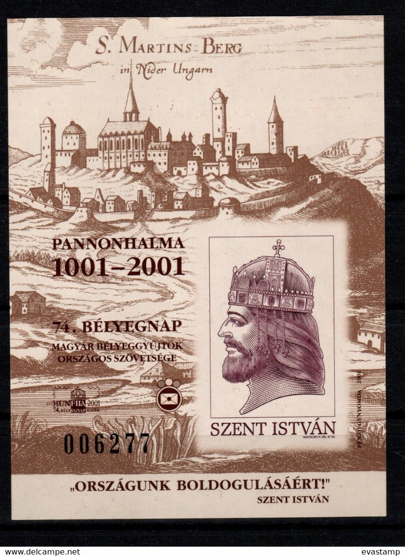 HUNGARY-2003.Commemorativ  Sheet  Imperforated - Pannonhalma Monastery 1001-2001 / Overprinted Version RR! - Foglietto Ricordo