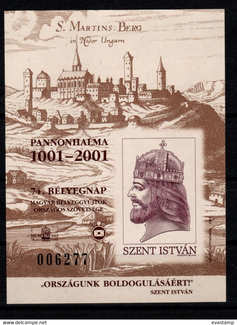 HUNGARY-2003.Commemorativ  Sheet  Imperforated - Pannonhalma Monastery 1001-2001 / Overprinted Version RR! - Hojas Conmemorativas