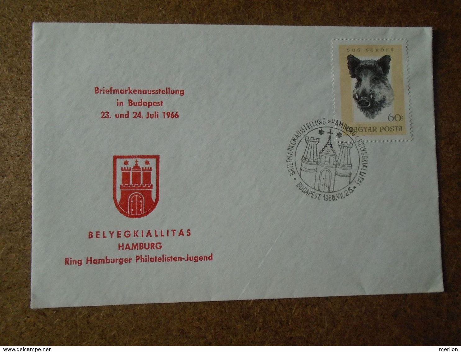 D191037  Hungary    Cover   Commemorative Handstamp  -    Briefmarkenausstellung In Budapest 1966  -Hamburg - Other & Unclassified