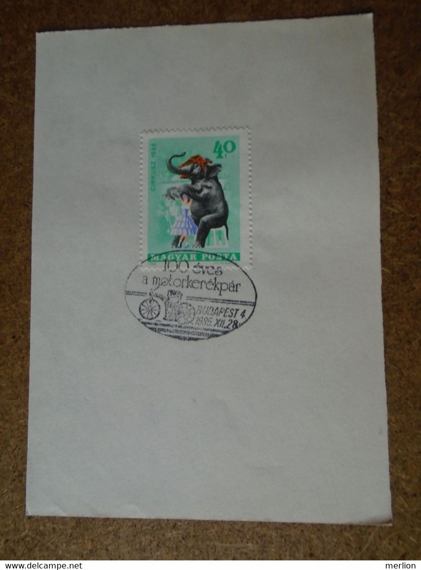 D191043   Hungary  Commemorative Handstamp  - The Motorcycle Is 100 Years Old- La Moto A 100 Ans 1985 - Autres & Non Classés