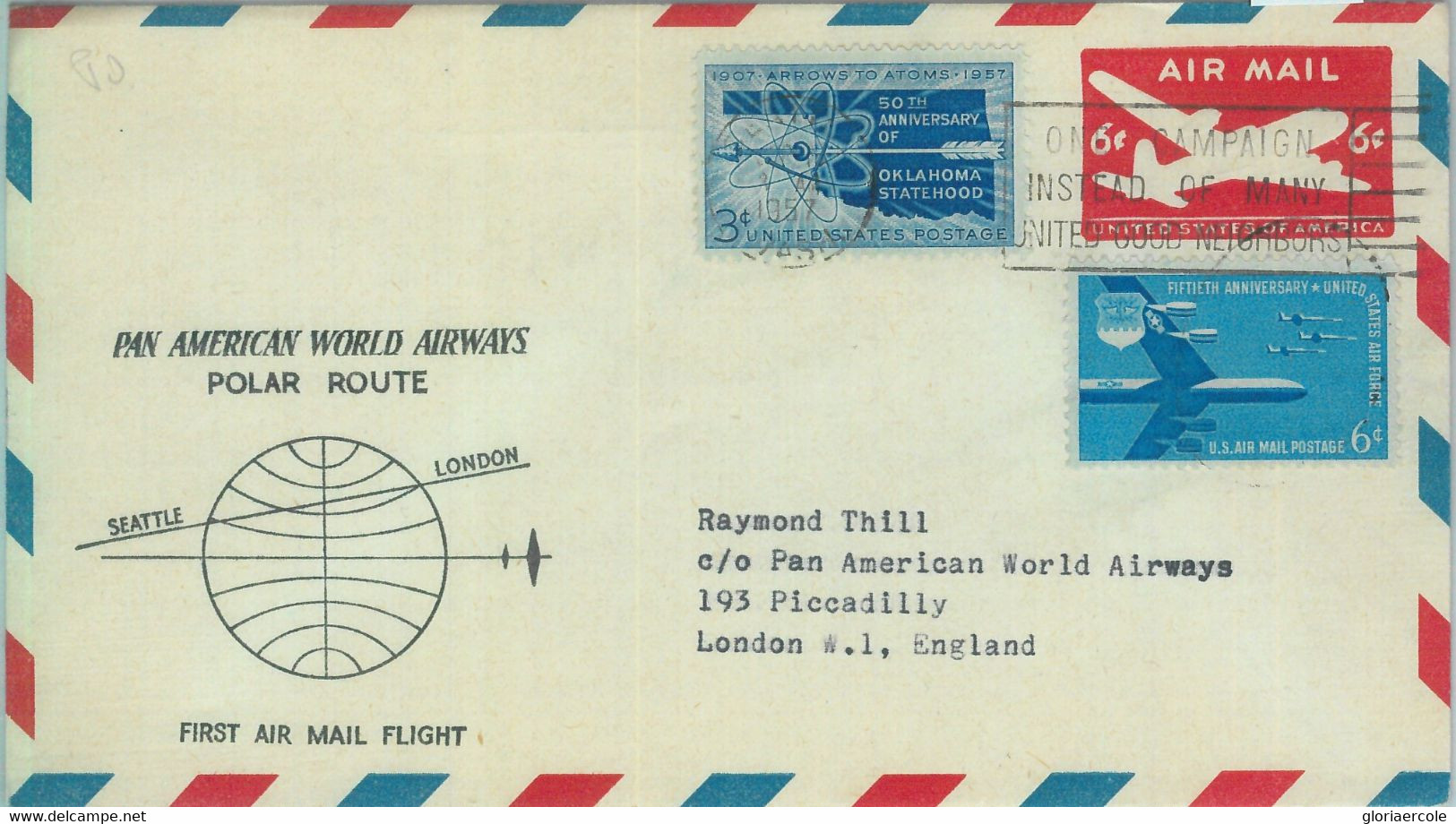 87443 - USA - Postal History - STATIONERY COVER: First Polar Flight - 1957 - Altri & Non Classificati