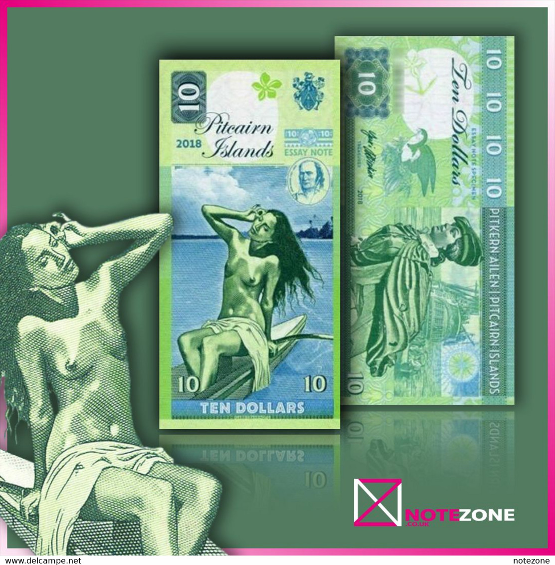 Matej Gabris $10 Pitcairn Islands Banknote Private Fantasy Test - Serie Da Collezione