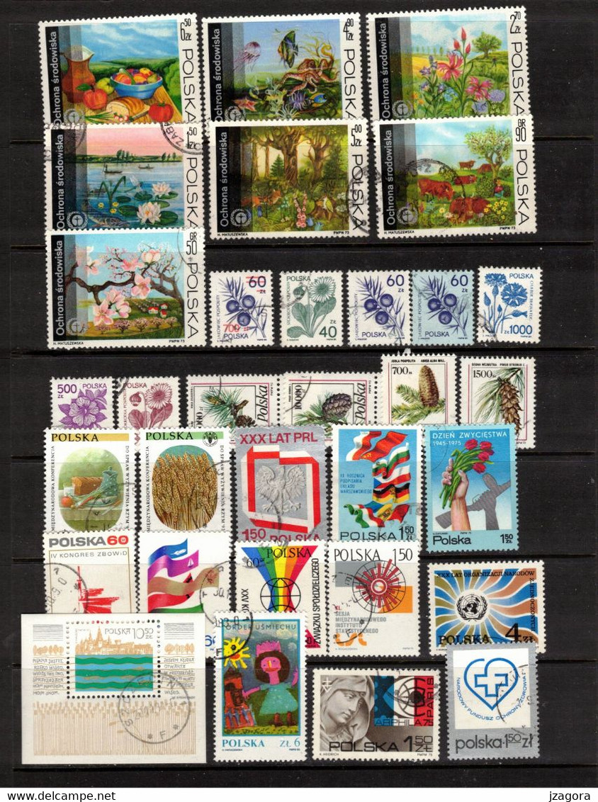 POLAND POLEN POLOGNE COLLECTION 60 USED VARIOUS STAMPS MANY WITH GUM Sport Nature - Colecciones