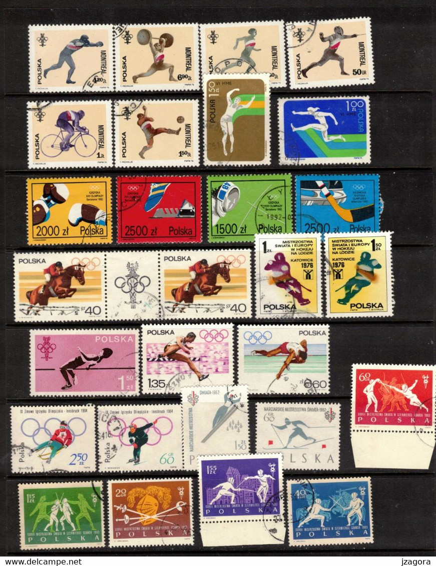 POLAND POLEN POLOGNE COLLECTION 60 USED VARIOUS STAMPS MANY WITH GUM Sport Nature - Collezioni