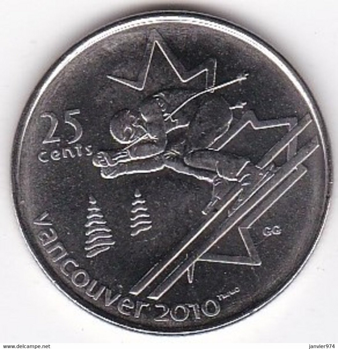 Canada 25 Cents 2007 Vancouver 2010 Ski Alpin, En Acier Plaqué Nickel,  KM# 686 - Canada