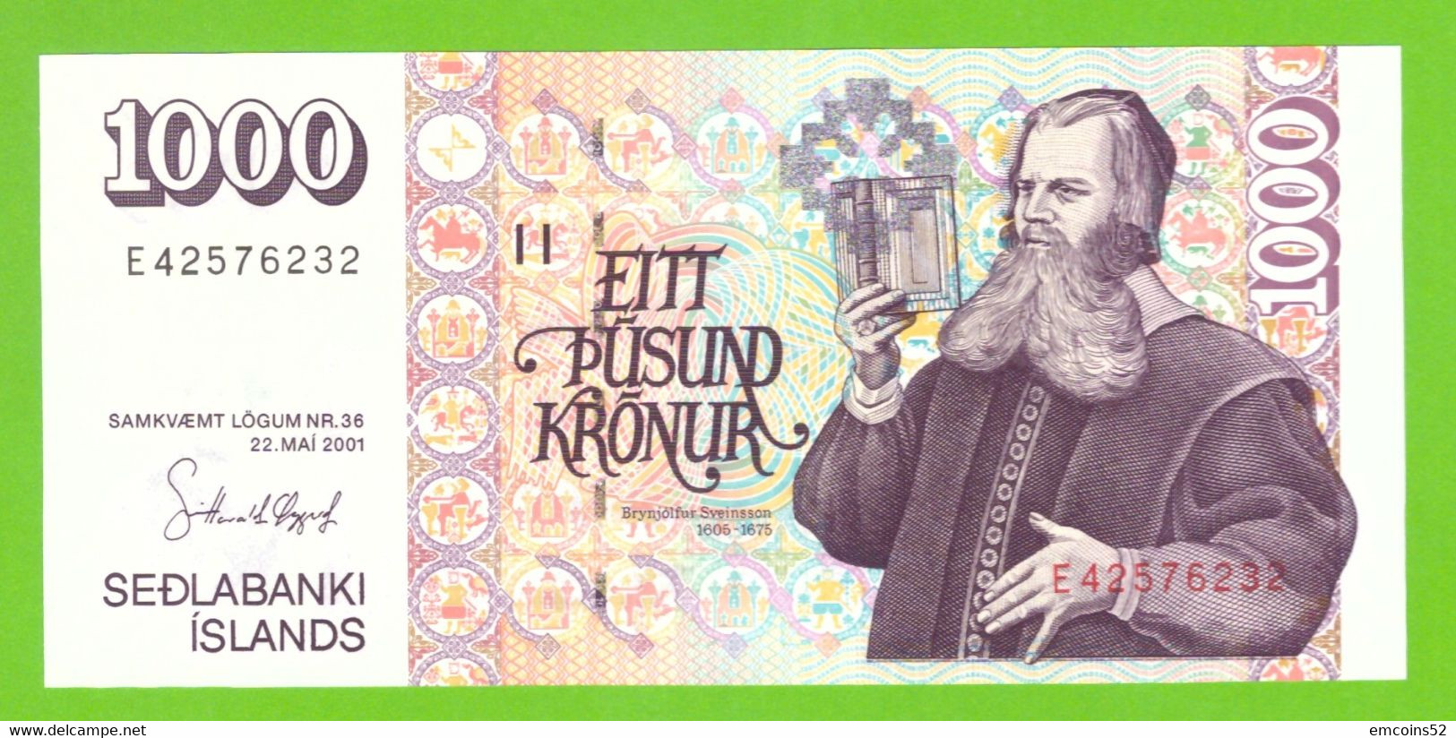 ICELAND 1000 KRONUR 2001  P-59(5) UNC - Islanda