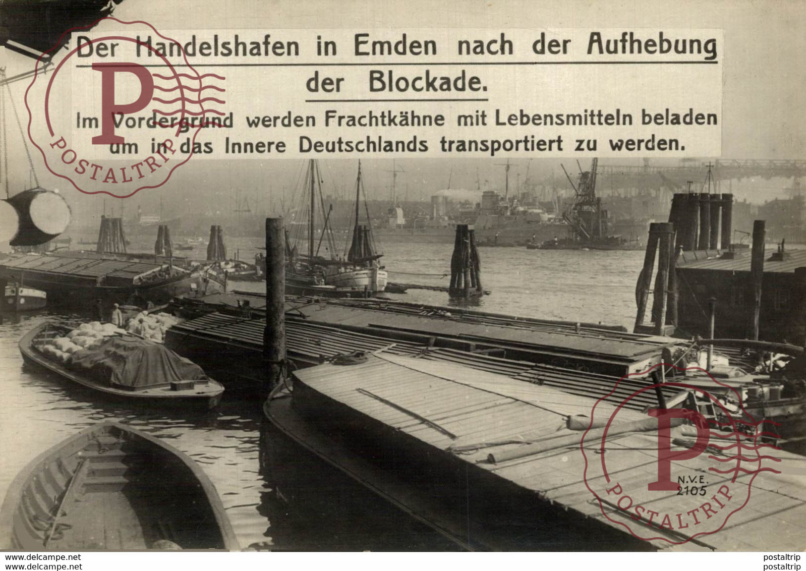 FOTO  17*12cm  DER HANDELSHAFEN IN EMDEN NACH DER AUFHEBUNG DER BLOCKADE   Paul Hoffmann 1914/15  WWI WWICOLLECTION - Emden