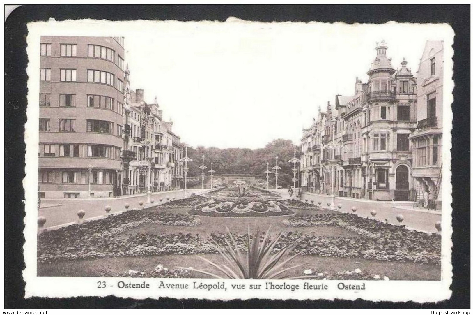 CPA BELGIQUE BELGIUM No23 OSTENDE AVENUE LEOPOLD FLORAL CLOCK L'HORLOGE FLEURIE - Oostende