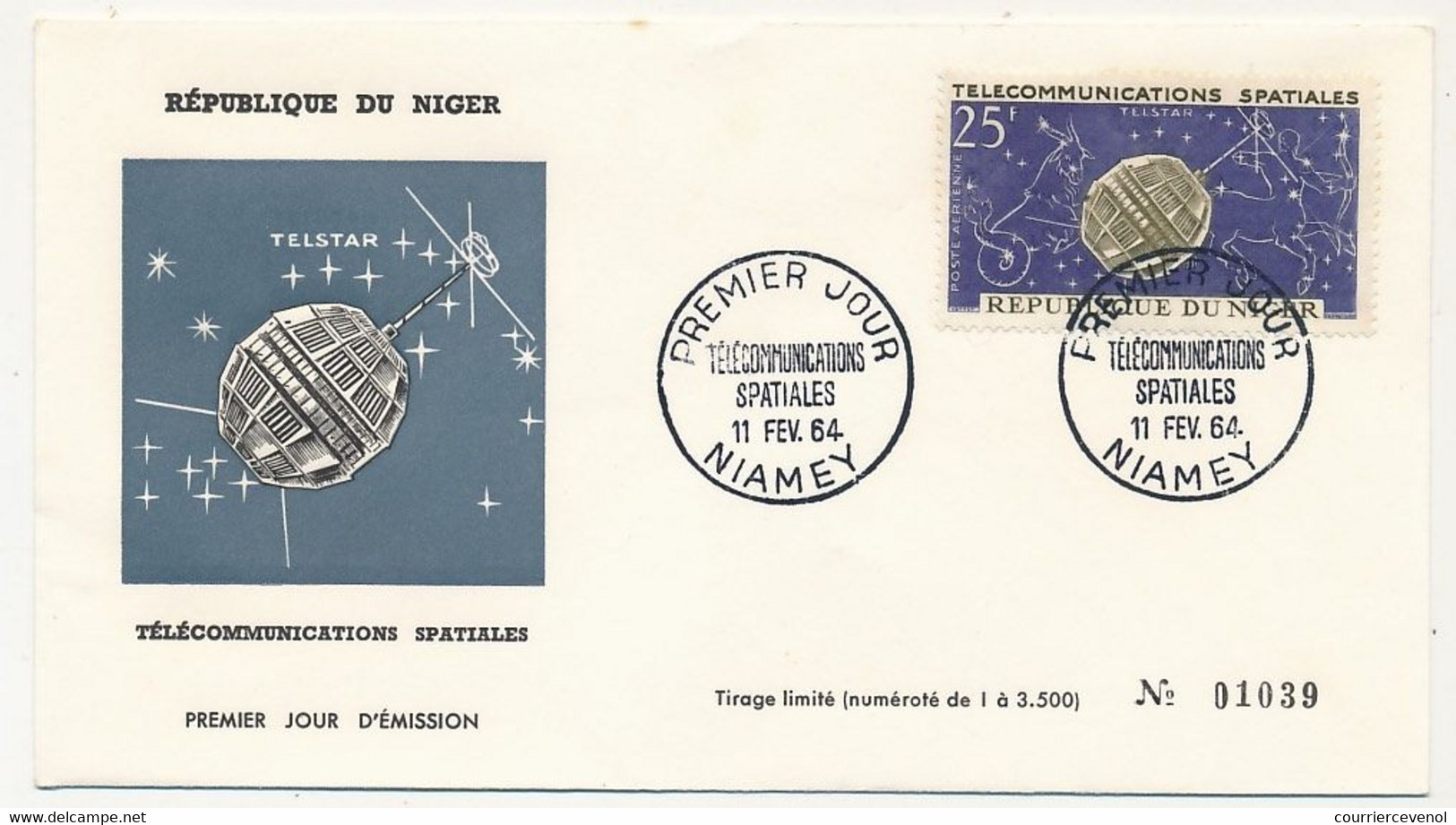 NIGER - 2 Enveloppes FDC - 25F Telstar + 100F Relay - Télécommunications Spatiales - NIAMEY - 11 Février 1964 - Niger (1960-...)