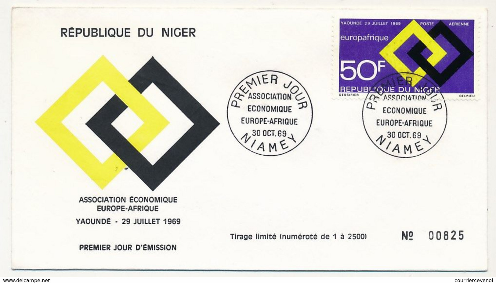 NIGER - Enveloppe FDC - 50F Association économique Europe/Afrique - NIAMEY - 30 Octobre 1969 - Niger (1960-...)